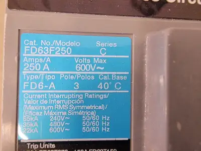Used SIEMENS FD63F250 Switchgears British Columbia CA | Lenmark #238747