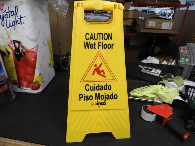 Used Isaac Peoria Used Winco WCS-25 Caution Wet Floor Sign 25" x 12" C IP Commercial Materials & Supplies Illinois US | Falcon Restaurant Supply #1376637