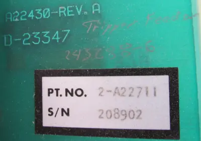 USED STOCK EQUIPMENT 2D23371P CONTROL PANEL A22430 D-23347 2-A22711
