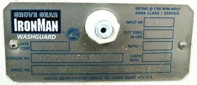 NEW GROVE GEAR GRG-WFHMQ821-25-HR-140-18-NL GEAR REDUCER GRG8215669.00