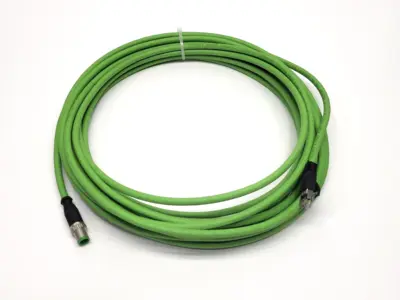 Used Beckhoff Double Ended Ethernet/ EtherCAT Cordset M12 Male 4-pin to RJ45 Cable & Wire Michigan US | Maverick Industrial Sales #1398010