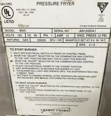 USED HENNY PENNY 600C