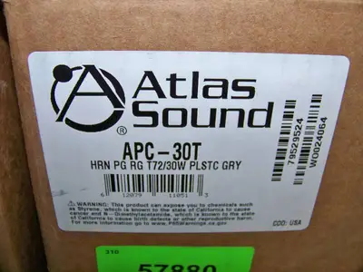 (3) Atlas Sound APC-30T Indoor / Outdoor Public Address / Horn Speakers / Loudspeakers in Original Boxes