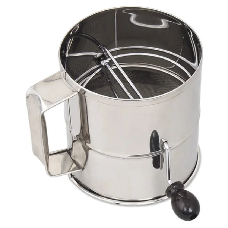 New | in-Stock Browne New Browne 8 cup Stainless Steel Rotary Flour Sifter (1260) Strainers/Shakers-Food Illinois US | Falcon Restaurant Supply #1375059