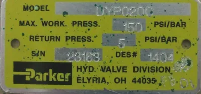 REFURBISHED PARKER DYP020C SERVO VALVE MODEL10