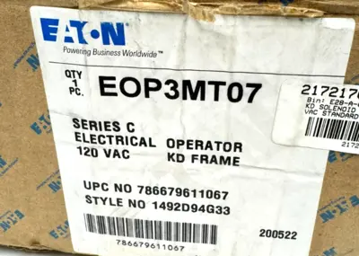 NEW EATON EOP3MT07 ELECTRICAL OPERATOR 120VAC SER. C 1492D94G33