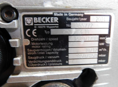 Used BECKER VACUUM PUMP VT 410 Vacuum Pumps New Jersey US | Champion Trading Corporation #1418458
