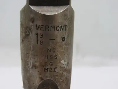 Vermont 1-3/8-6 2pc 4 Flute Tap Set Taper Plug Bottom HHS Bright