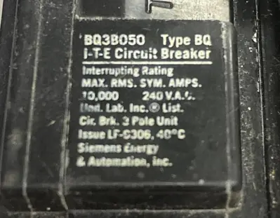Used SIEMENS BQ3B050 Miscellaneous Equipment (Electrical & Power) Ohio US | Surplus Asset Holdings #1233811