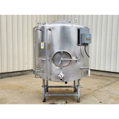 Used Stainless Steel Sanitary Insulated Slant bottom Liquid Tank  - 500 Gallon