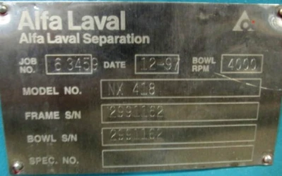 Alfa-Laval NX 418B-31G sanitary decanter centrifuge, 316SS.