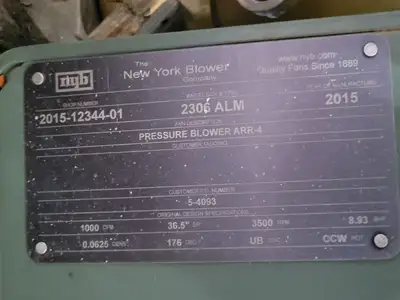 USED 2015 THE NEW YORK BLOWER COMPANY 2306 ALM