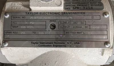 Taylor 534T Electronic Pressure Transmitter w/ Remote Seal 150 to 600 PSI 1