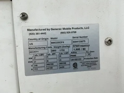 Used 2019 GENERAC MOBILE MMG35DF4 Portable Generators Michigan US | Miedema Asset Management Group #1488118