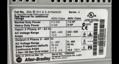 Used ALLEN-BRADLEY ALLEN-BRADLEY 20A D 011 A3 AYNAGO SER. A , 20-HIM-A3 SER. A Variable Speed Drives | ND Industrial Surplus #1214311
