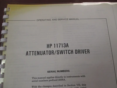 HP 11713A Used Attenuator/Switch Driver (Operating and Service Manual)