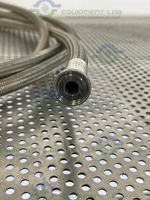 USED 240" STAINLESS STEEL BRAIDED HOSE W/ 1" TO 1/2" SANITARY FITTING