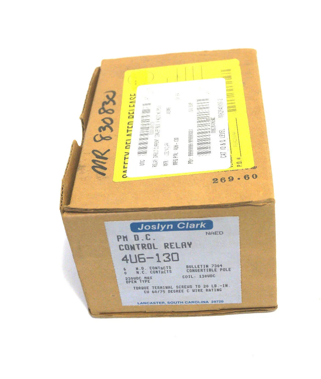 NEW JOSLYN CLARK 4U6-130 CONTROL RELAY 4U6130