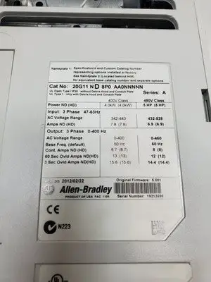 Used Allen-Bradley 20G11ND8P0AA0NNNNN Variable Speed Drives South Carolina US | Palmetto Automation #1761750