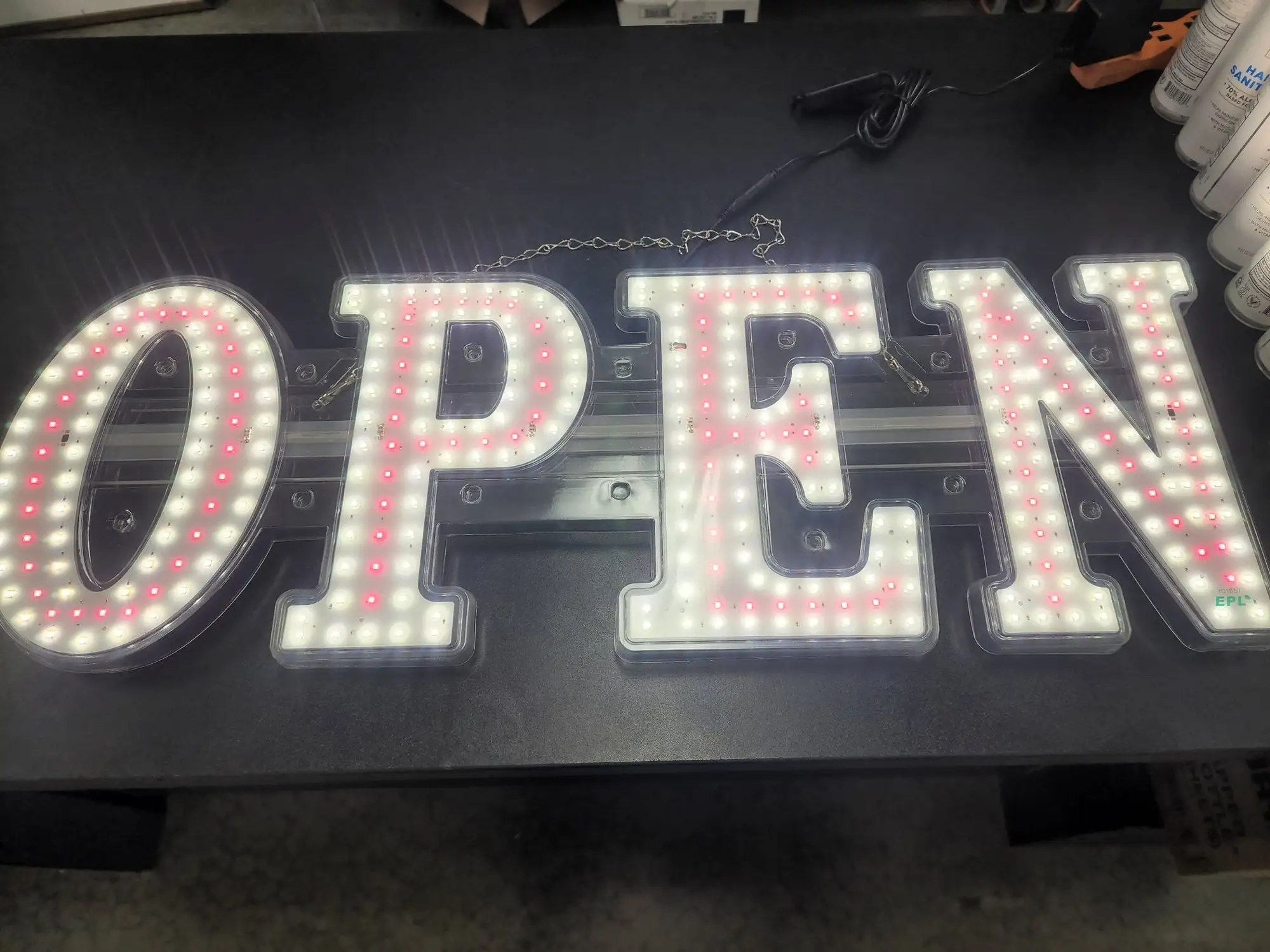 New | in-Stock FalconRestaurantSupply New LED White & Purple Themed Open Sign Restaurant Front of House Furnishings Illinois US | Falcon Restaurant Supply #1376848