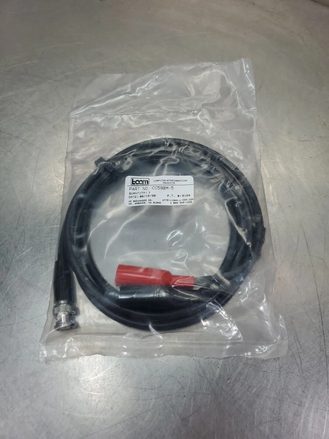 L-COM CC59BM-5 Alligator-Clip BNC Connector Cable. 5E-20