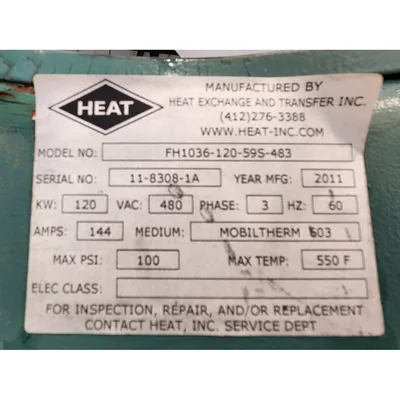 USED HEAT EXCHANGE AND TRANSFER, INC. KM550-120-483