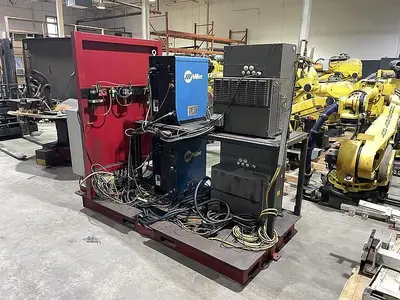 Used GENESIS SYSTEMS GROUP FANUC ARC MATE 100IC DUAL ARM WELD CELL WITH 60" DIAMETER INDEX TABLE R30IA CONTROLLER YR. 2012 Robotic Welding Cells | Harbor Machinery Inc. #1283362