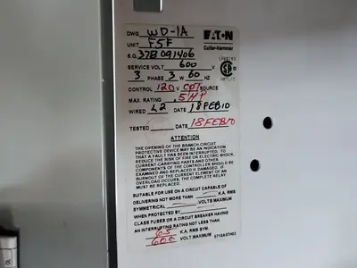 0.5 hp, 600V, 3A, 3-Ph FVNR Starter, Size 1 Bucket for Freedom 2100 MCC Frame