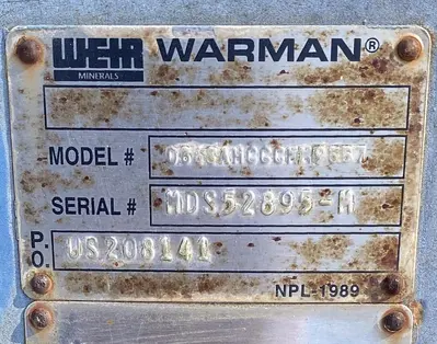 Used WEIR WARMAN 086EAHRRQMM6072 Centrifugal Pumps North Carolina US | DH Griffin Used Equipment #1383892