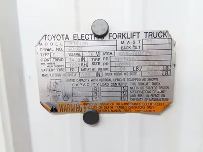 Toyota 5FBCU20 Forklift Mast 189" 3-Stage Tilt Class 2 3860lbs Capacity