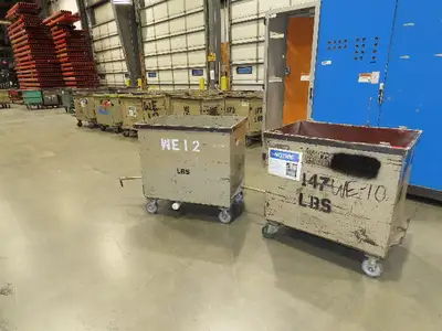 Portable Steel Hopper 1/2 Yard Tote Towable Cart on Steel Casters 36x24x30"
