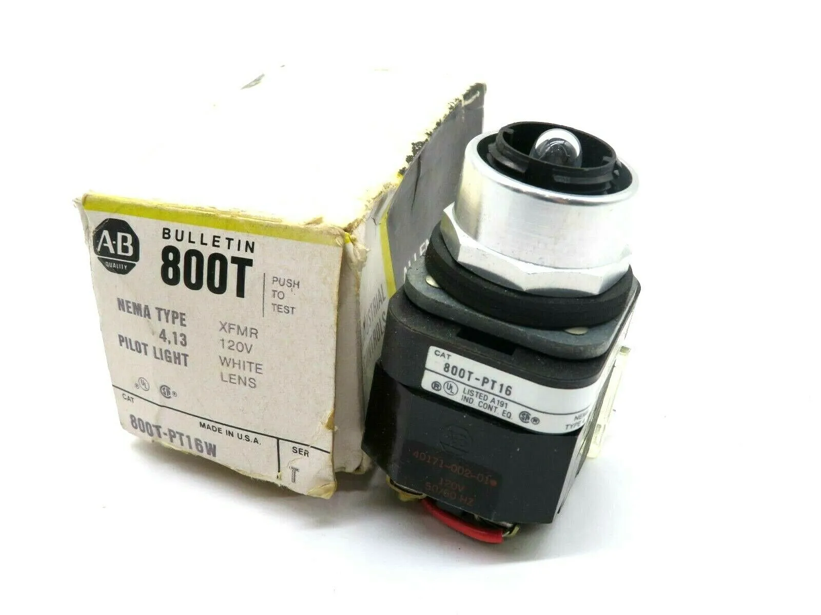 NEW ALLEN BRADLEY 800T-PT16W PILOT LIGHT SERIES T 800TPT16W