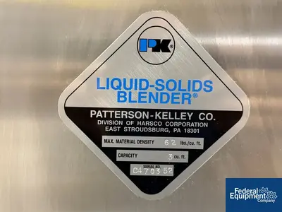 Used Patterson-Kelley 3 Cu Ft PK Blender Double Cone - V Mixers Ohio US | Federal Equipment Company #1339994