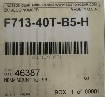NEW BOSTON GEAR F713-40T-B5-H GEAR REDUCER 40:1 F71340TB5H
