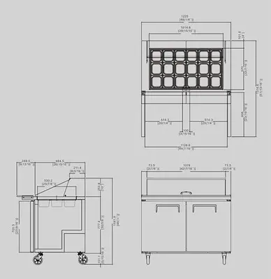 48" MEGA SANDWICH PREP TABLE - 18 PAN