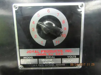 1975-300 JOYAL MDL. L1G-5 5KVA BUTT WELDER WITH JOYAL MICRO PROCESSOR WELDING CONTROL