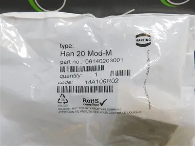 Lot of 2 Harting 09140203001 Male Han Modular EEE Connectors Han 20 Mod-M New