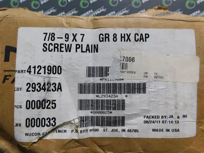 Lot of 25 Nucor Fastener P4121900 7/8 - 9 X 7 GR 8 HX CAP Screws New