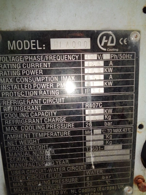 Tricool Water Chiller  HLA 090  26.6 kw