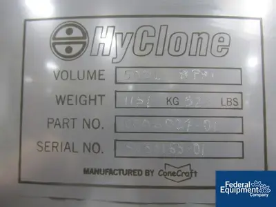 USED HyClone 500 Liter ConeCraft Hyclone Tank, 304 S/S