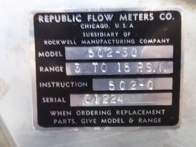 USED REPUBLIC FLOW METERS CO. 502-30