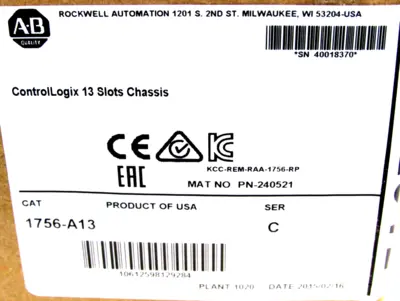 NEW FACTORY SEALED ALLEN BRADLEY 1756-A13 CONTROL LOGIX 13 SLOT CHASIS 1756A13