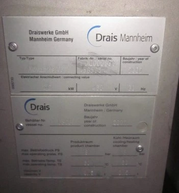Drais Mannheim Perl Mill,  vertical, stainless steel