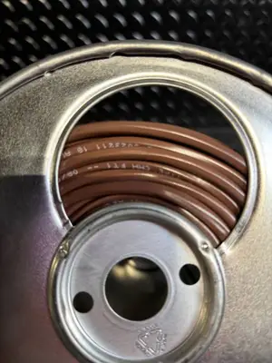 Copper Wire Spool - Brown Insulated Copper Conductor on Metal Reel