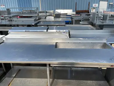 Used Falcon Restaurant Supply Used 88" Stainless Steel Table with Well and Drain - SS247 Dishtables Illinois US | Falcon Restaurant Supply #1375995