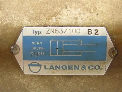 Langen ZN63/100 Hydraulic Cylinder 63mm Bore 100mm Stroke 70 Bar