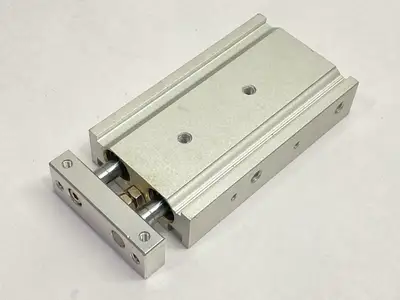 USED SMC DUAL ROD GUIDED PNEUMATIC CYLINDER 10MM BORE 25MM STROKE