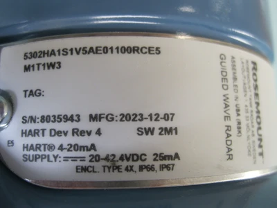 NEW Rosemount 5302 HA1S1V5AE01100RCE5M1T1W3