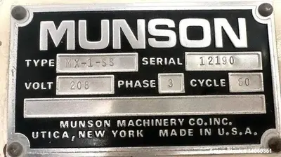 USED MUNSON MACHINERY MX-1-SS
