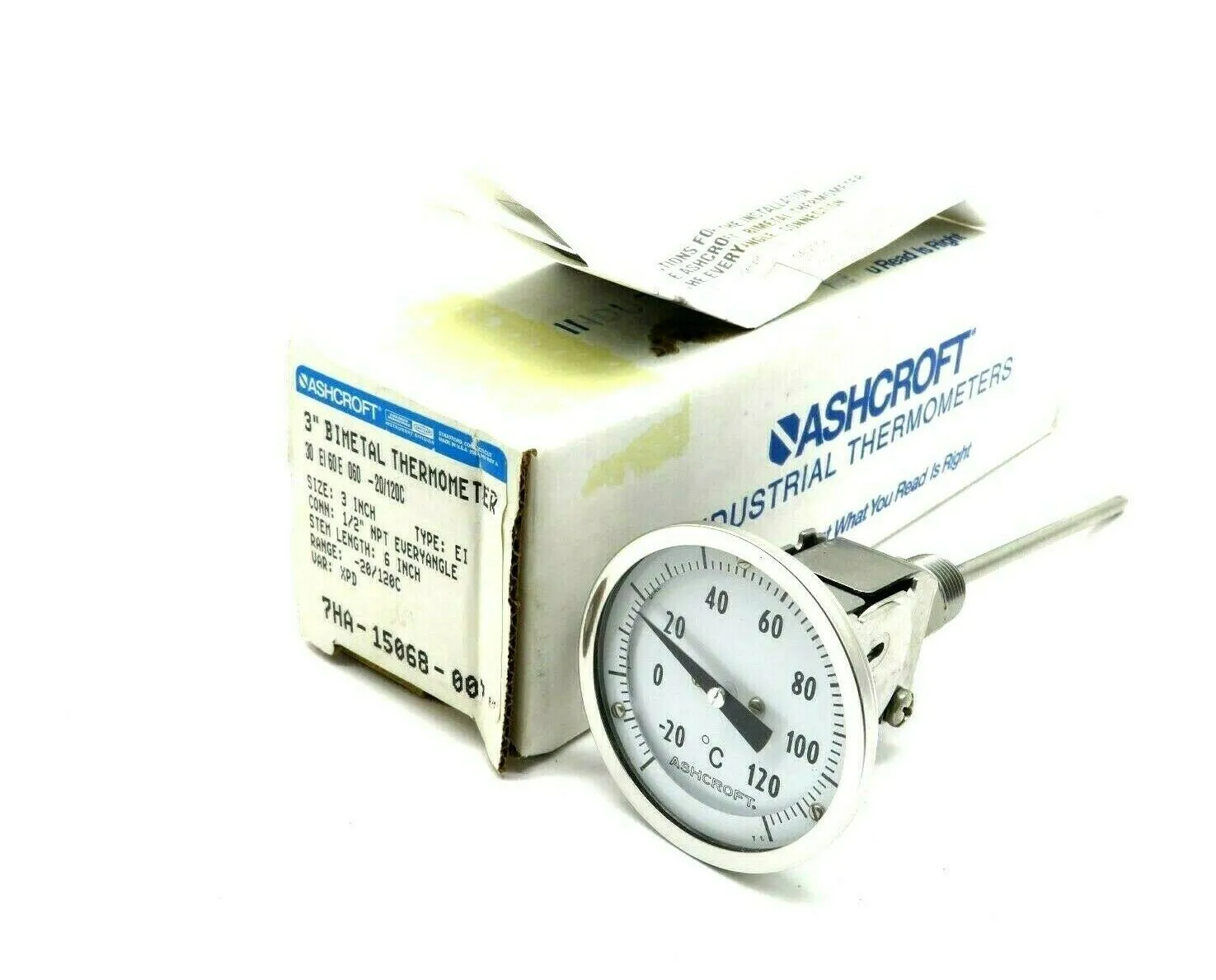 NEW ASHCROFT 30EL60E060-20/120C 3 INCH BIMETAL THERMOMETER 30EL60E06020120C